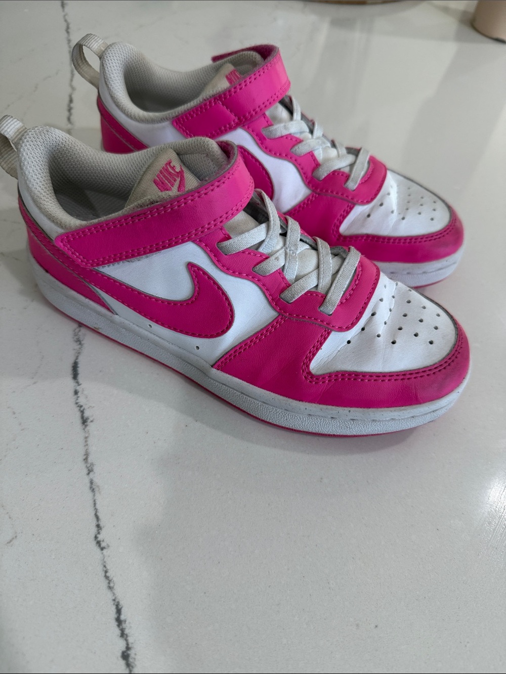 Nike Kids Pink and White Dunk low size 2Y